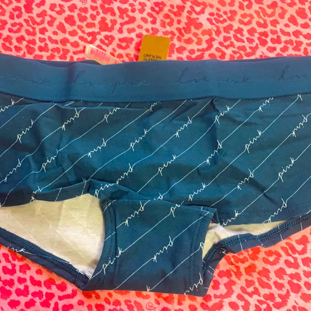 PINK Boy-short Shortie Script Logos X-Small NWT